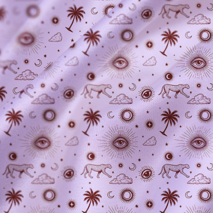 Purplehecate Eye of the Universe Satin Cross Back Mini Dress