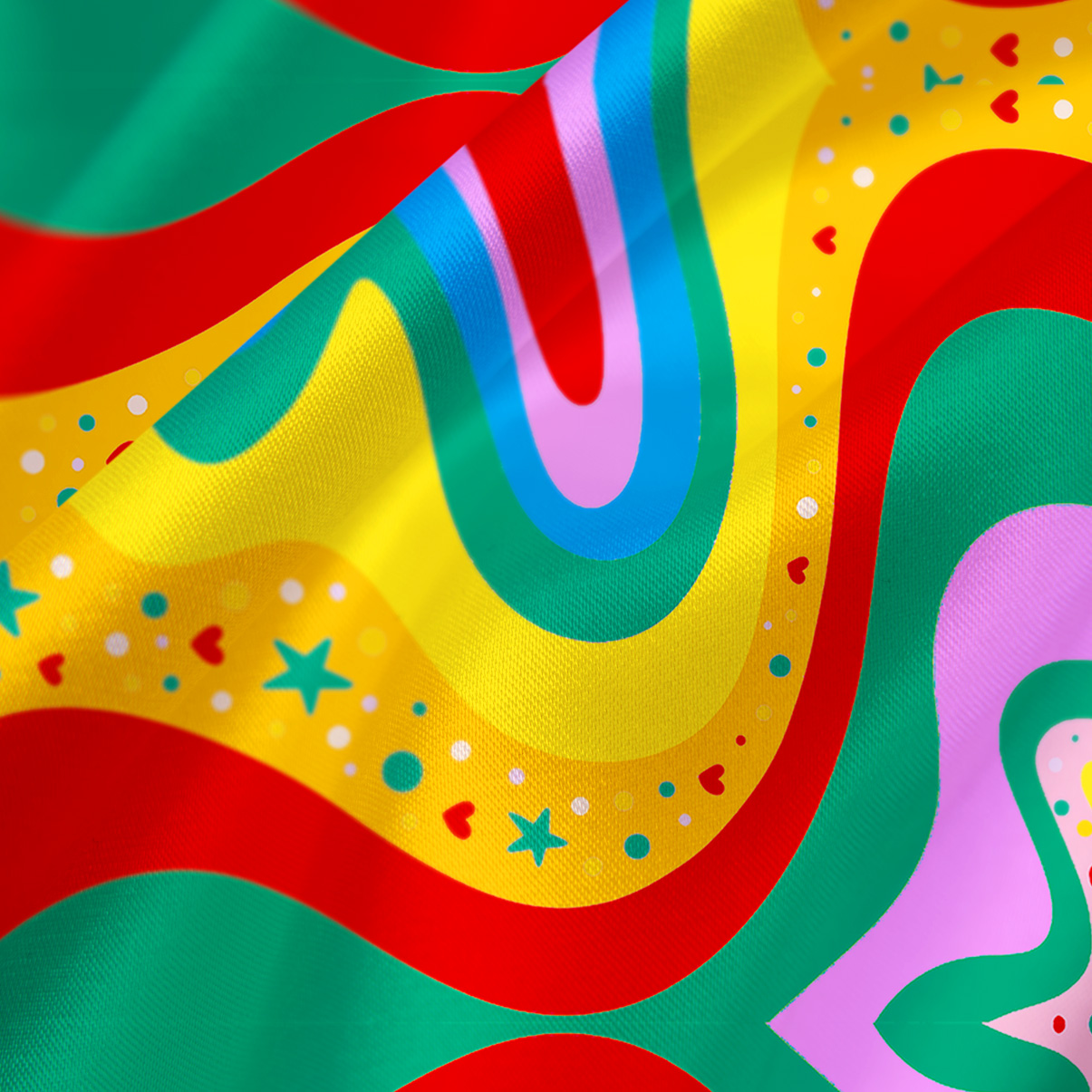 Purplehecate Dreamy Rainbow Waves Satin Cross Back Mini Dress