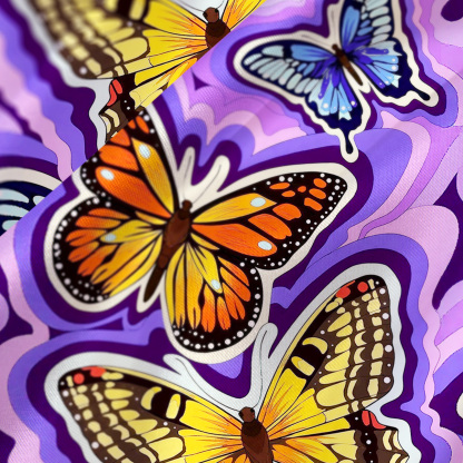 Purplehecate Psychedelic Butterfly Satin Cross Back Mini Dress