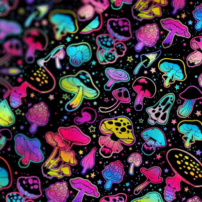 Purplehecate Psychedelic Mushroom Rave Satin Cross Back Mini Dress