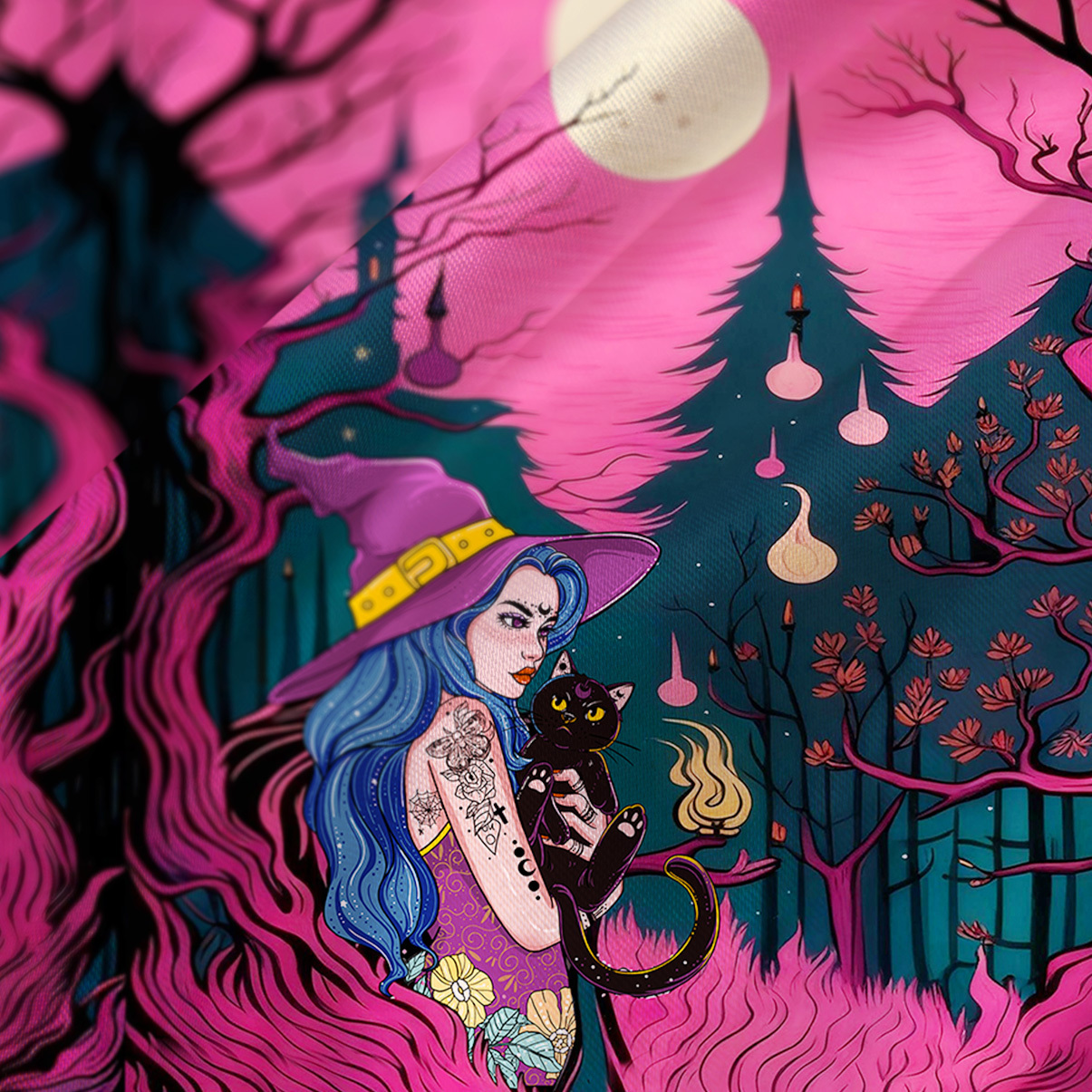 Purplehecate The Witch and Her Familia Satin Cross Back Mini Dress