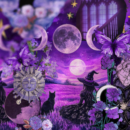 Purplehecate Witchy Black Cat Moon Satin Cross Back Mini Dress