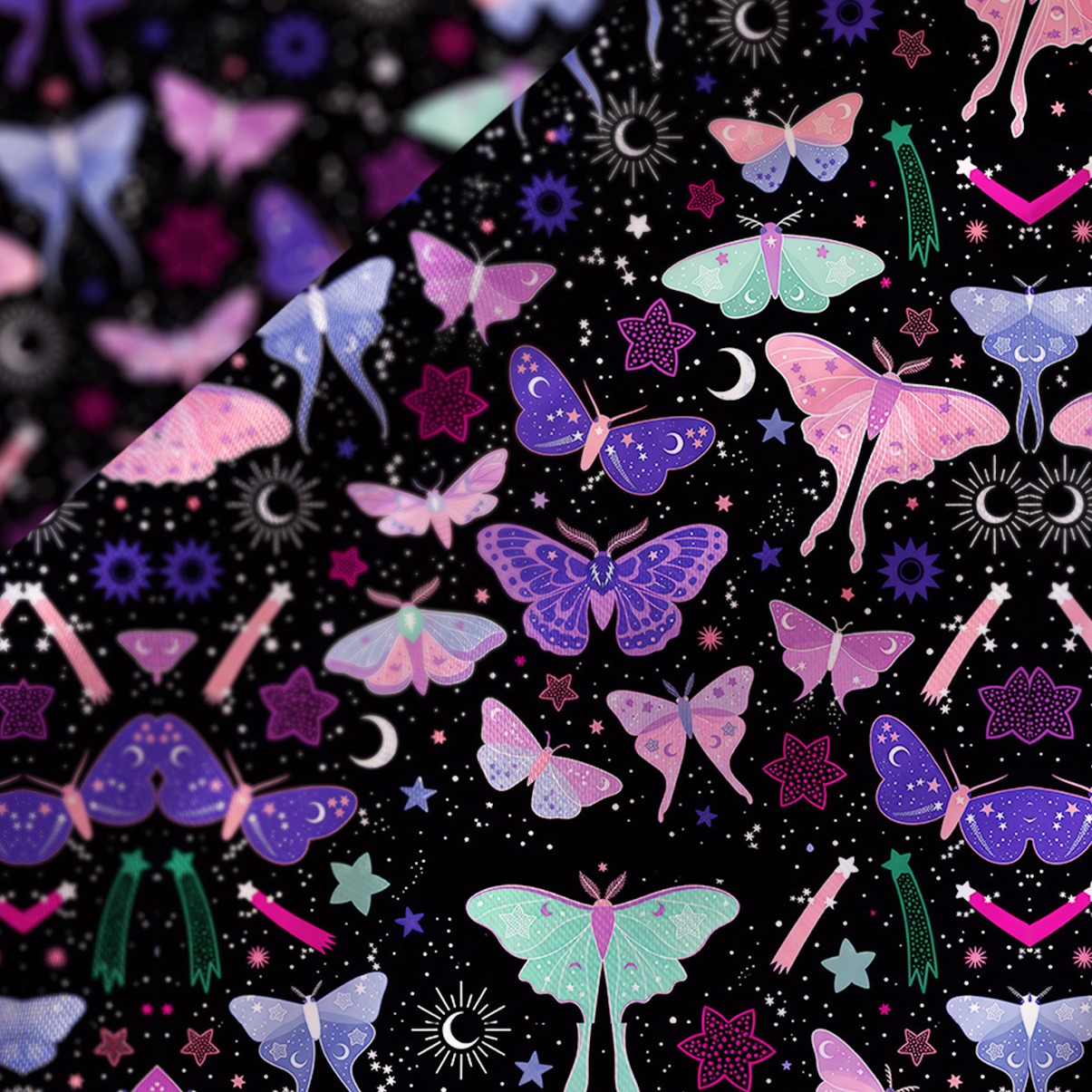 Purplehecate Midnight Moth Satin Cross Back Mini Dress