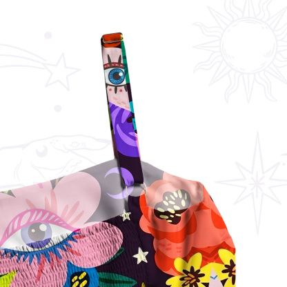 Purplehecate Eye of the Blossom Wide Straps Maxi Dress