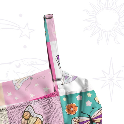 Purplehecate Dreamy Butterfly Garden Wide Straps Maxi Dress