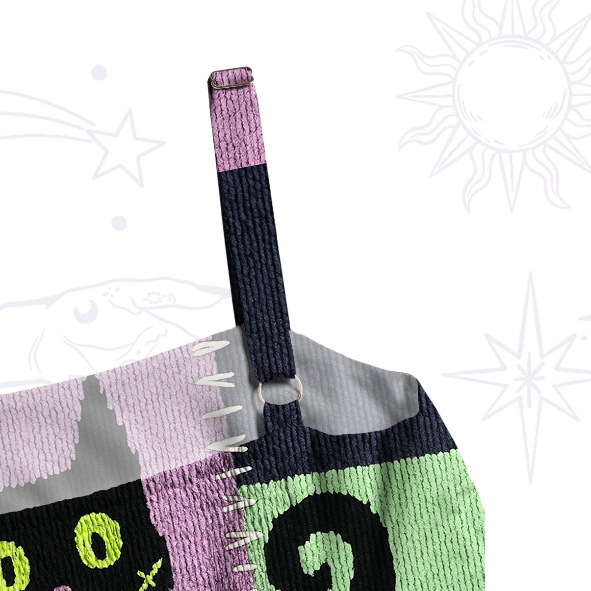 Purplehecate Monster Black Cat Wide Straps Maxi Dress