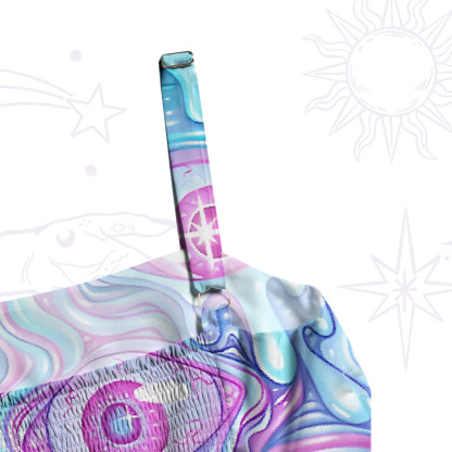 Purplehecate Pastel Flow Ocular Wide Straps Maxi Dress