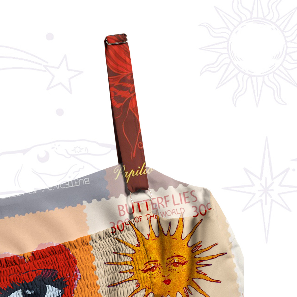 Purplehecate Butterfly Celestial Patchwork Wide Straps Maxi Dress