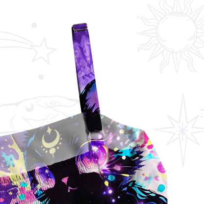 Purplehecate Neon Galaxy Cat Wide Straps Maxi Dress
