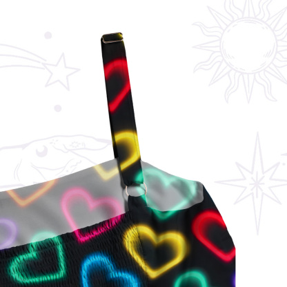 Purplehecate Neon Heart Wide Straps Maxi Dress