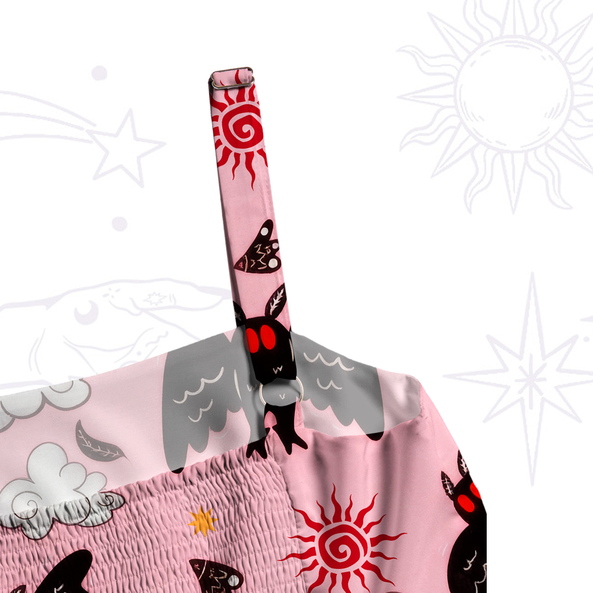 Purplehecate Cryptid Mothman Wide Straps Maxi Dress