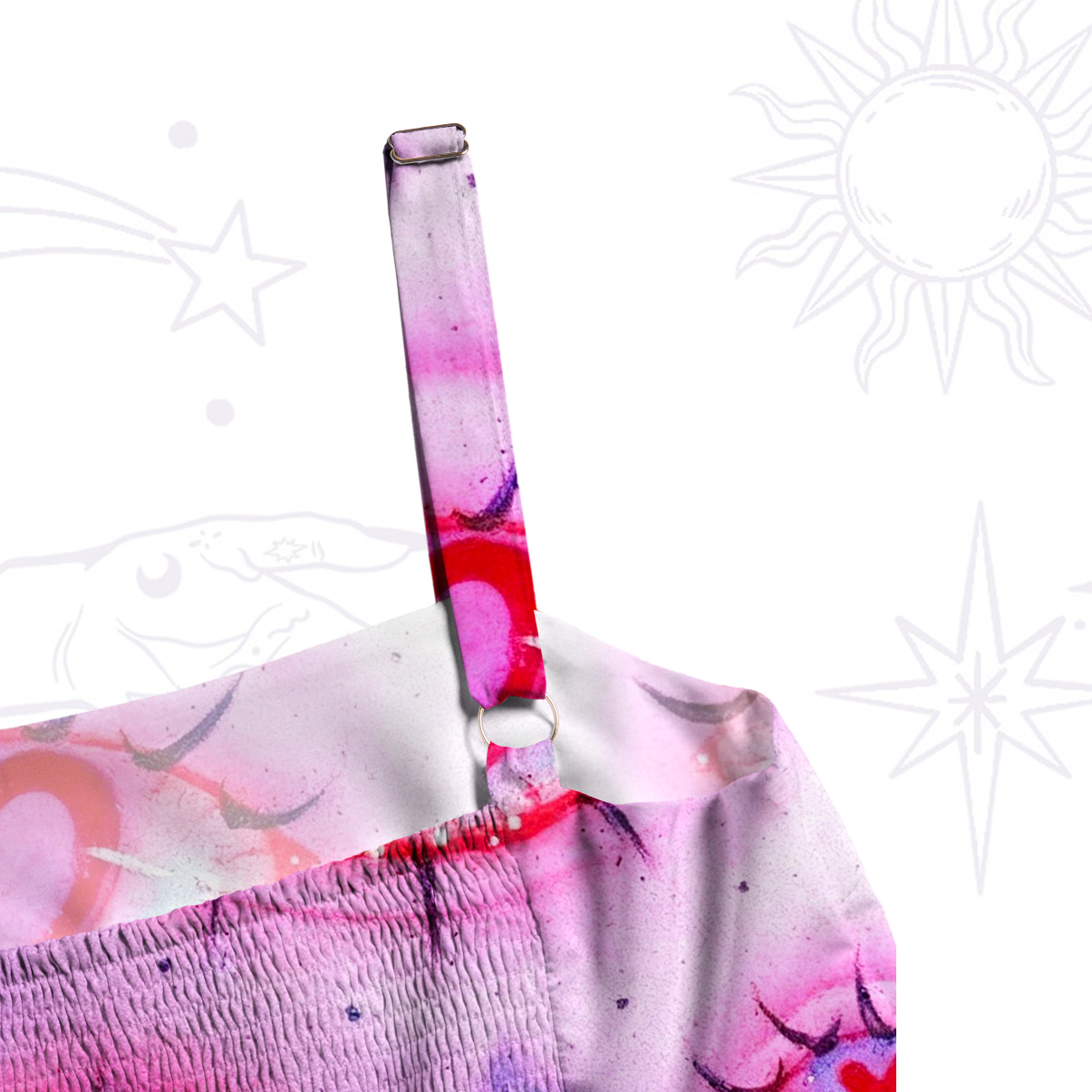 Purplehecate Mystic Love-Eye Wide Straps Maxi Dress