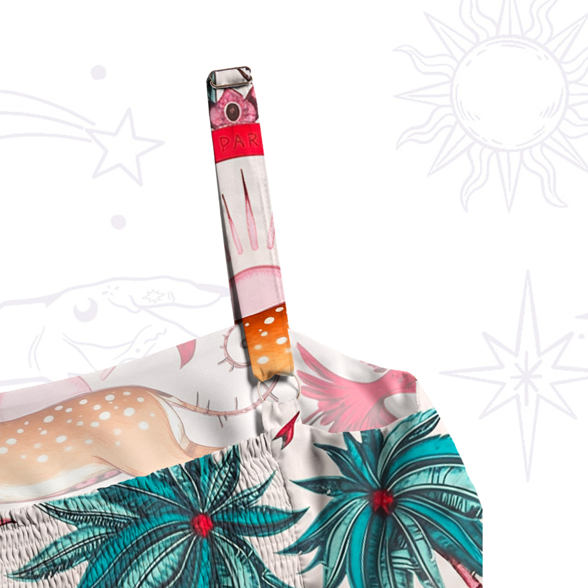 Purplehecate Enchanted Forest Pink Leopard Wide Straps Maxi Dress