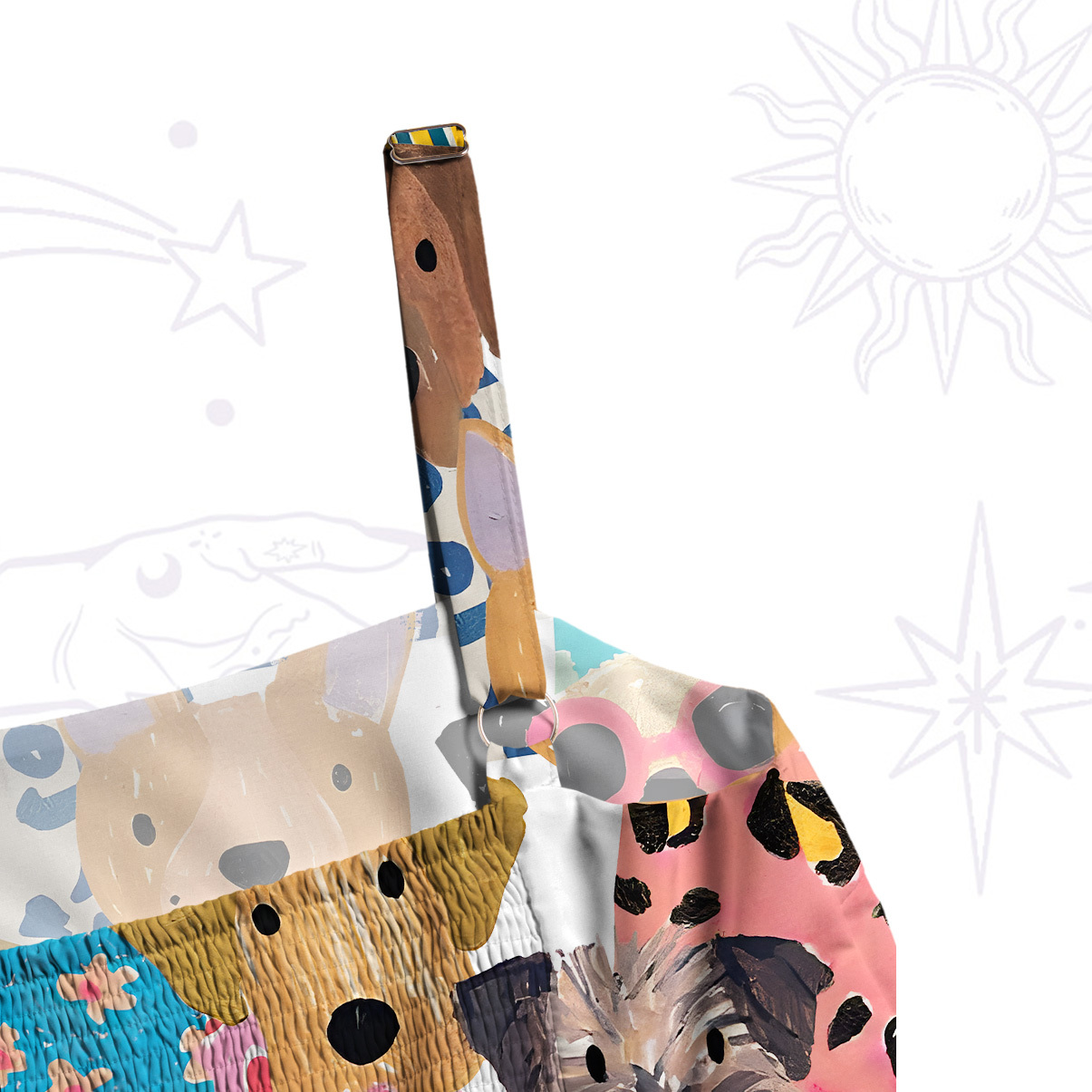 Purplehecate Puppy Parade Wide Straps Maxi Dress