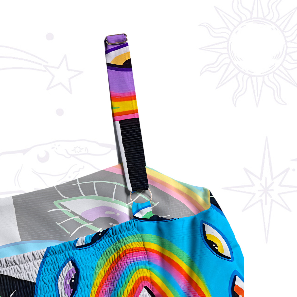 Purplehecate Chromatic Dreamwave Eye Wide Straps Maxi Dress