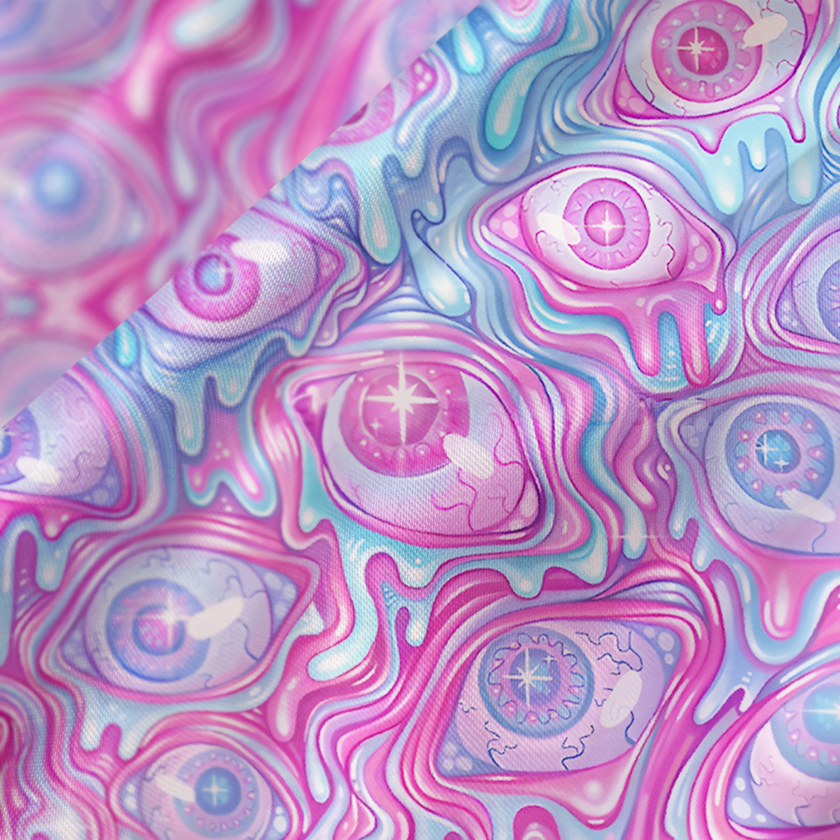 Purplehecate Pastel Flow Ocular Satin Cross Back Mini Dress