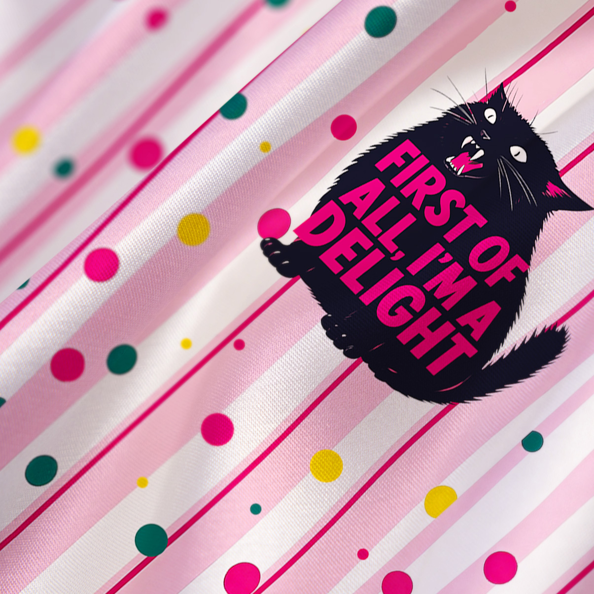 Purplehecate First Of All I'm A Delight Cat Satin Cross Back Mini Dress