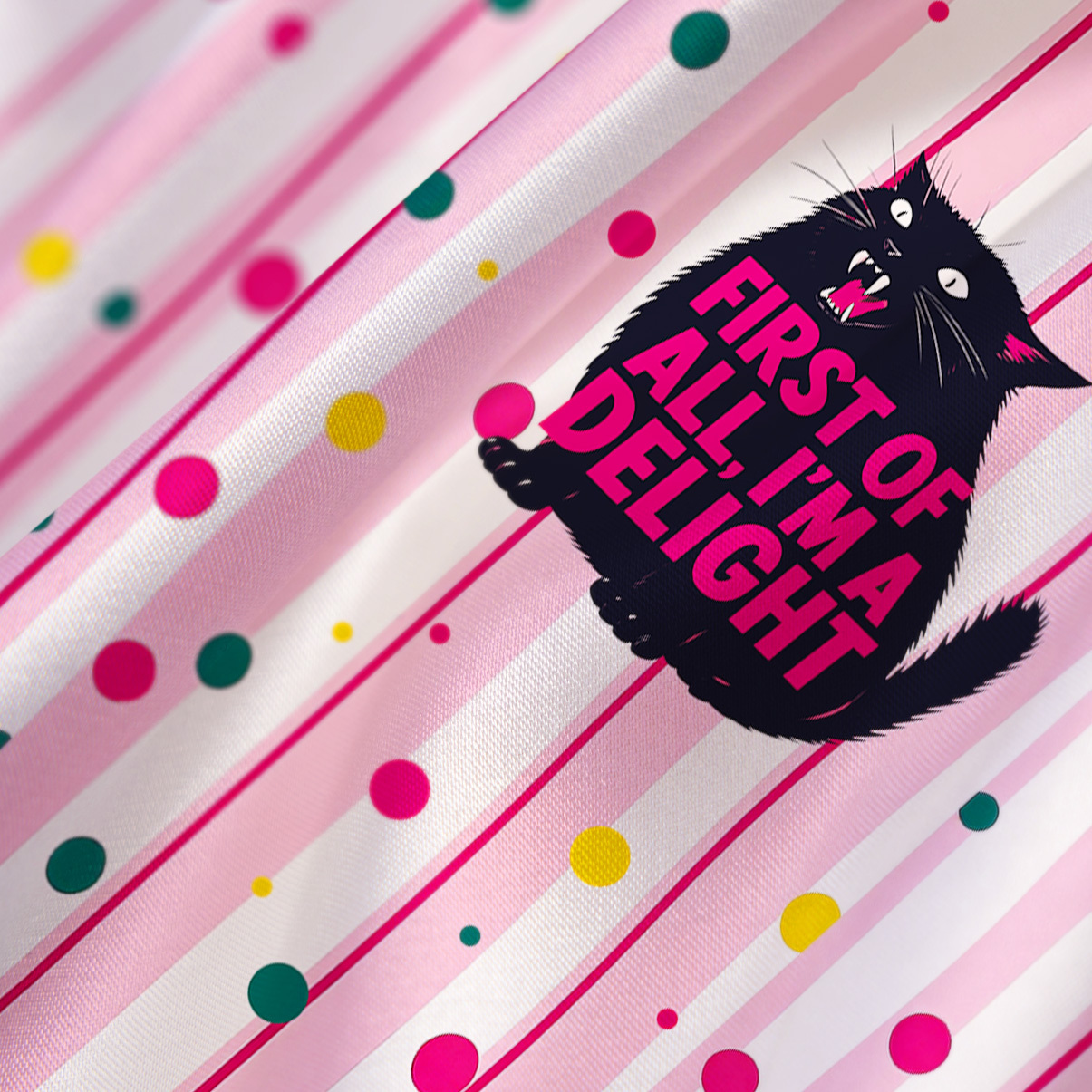 Purplehecate First Of All I'm A Delight Cat Satin Cross Back Mini Dress