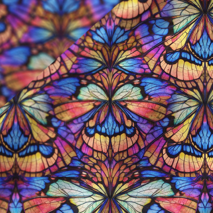 Purplehecate Colorful Butterfly Wing Pattern Satin Cross Back Mini Dress