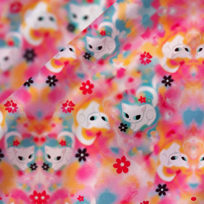 Purplehecate Color Splash Cat Satin Cross Back Mini Dress