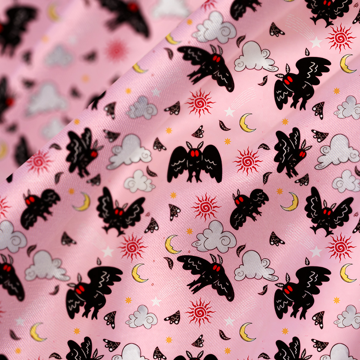 Purplehecate Cryptid Mothman Satin Cross Back Mini Dress