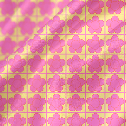 Purplehecate Bubble Flower Checkered Satin Cross Back Mini Dress