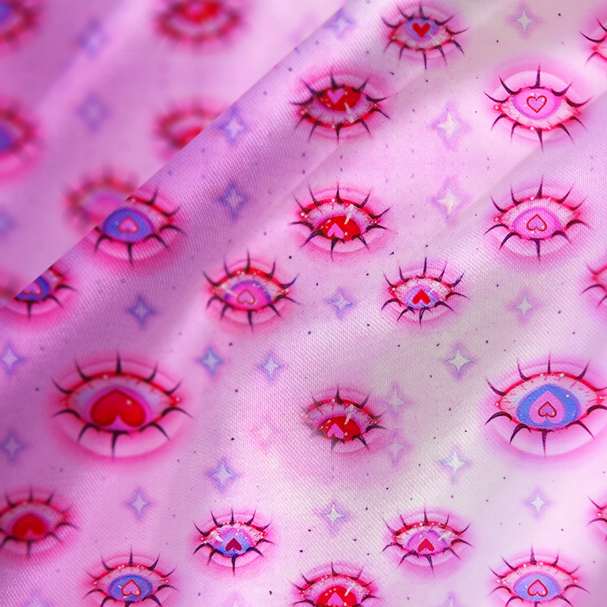 Purplehecate Mystic Love-Eye Satin Cross Back Mini Dress