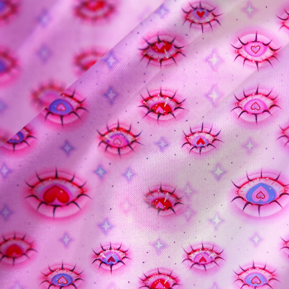 Purplehecate Mystic Love-Eye Satin Cross Back Mini Dress