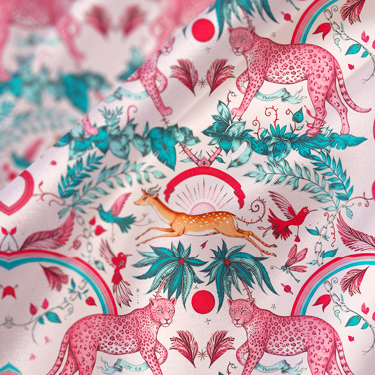 Purplehecate Enchanted Forest Pink Leopard Satin Cross Back Mini Dress