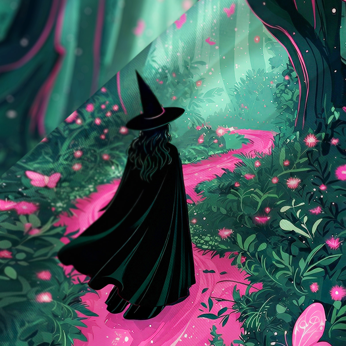 Purplehecate Witchy Forest Satin Cross Back Mini Dress