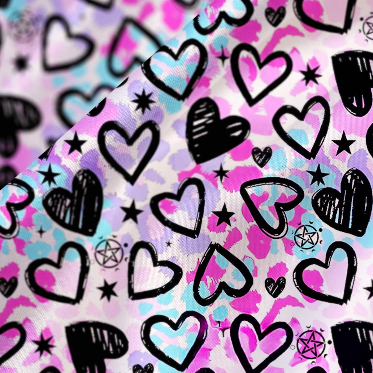 Purplehecate Heartful Magic Satin Cross Back Mini Dress