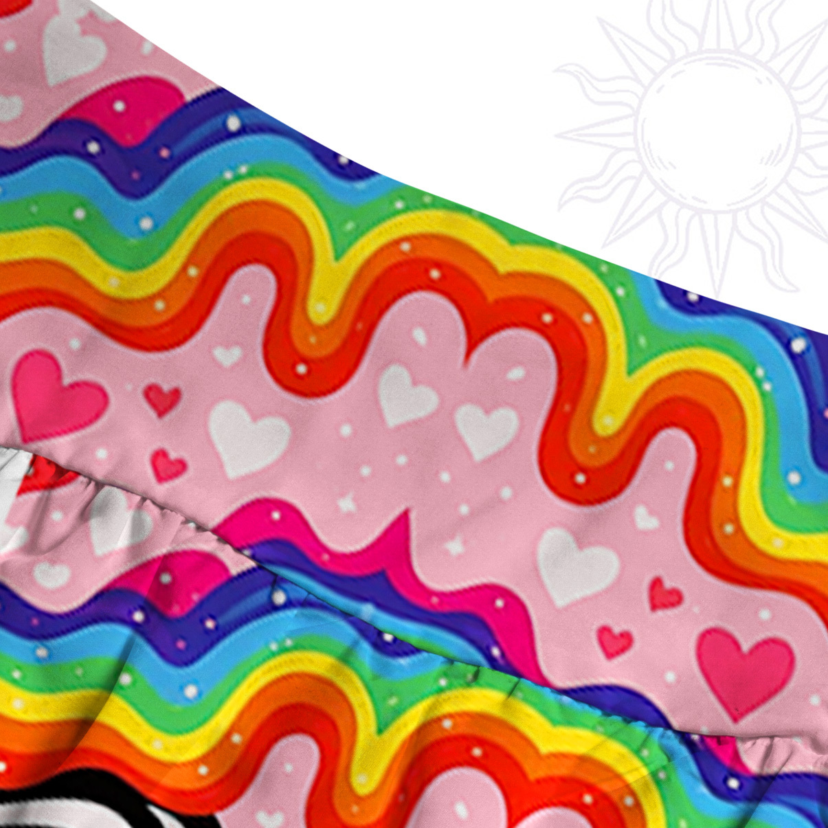 Purplehecate Groovy Melty Rainbow Hearts Wavy Convertible Maxi Skirt