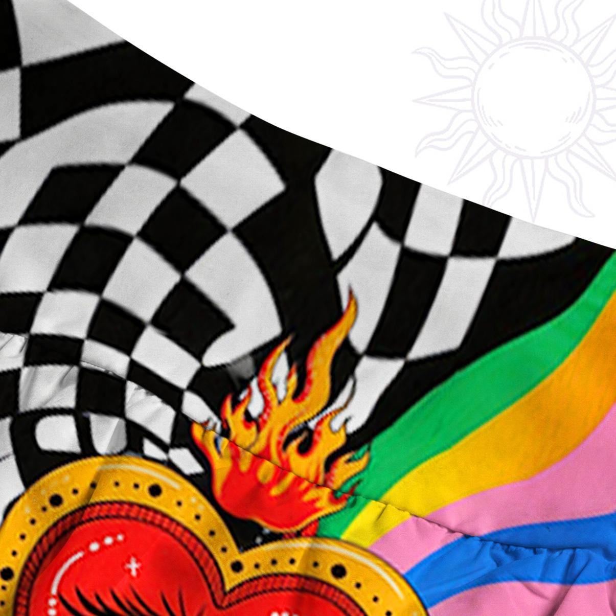 Purplehecate Trippy Rainbow Heart Eye Convertible Maxi Skirt