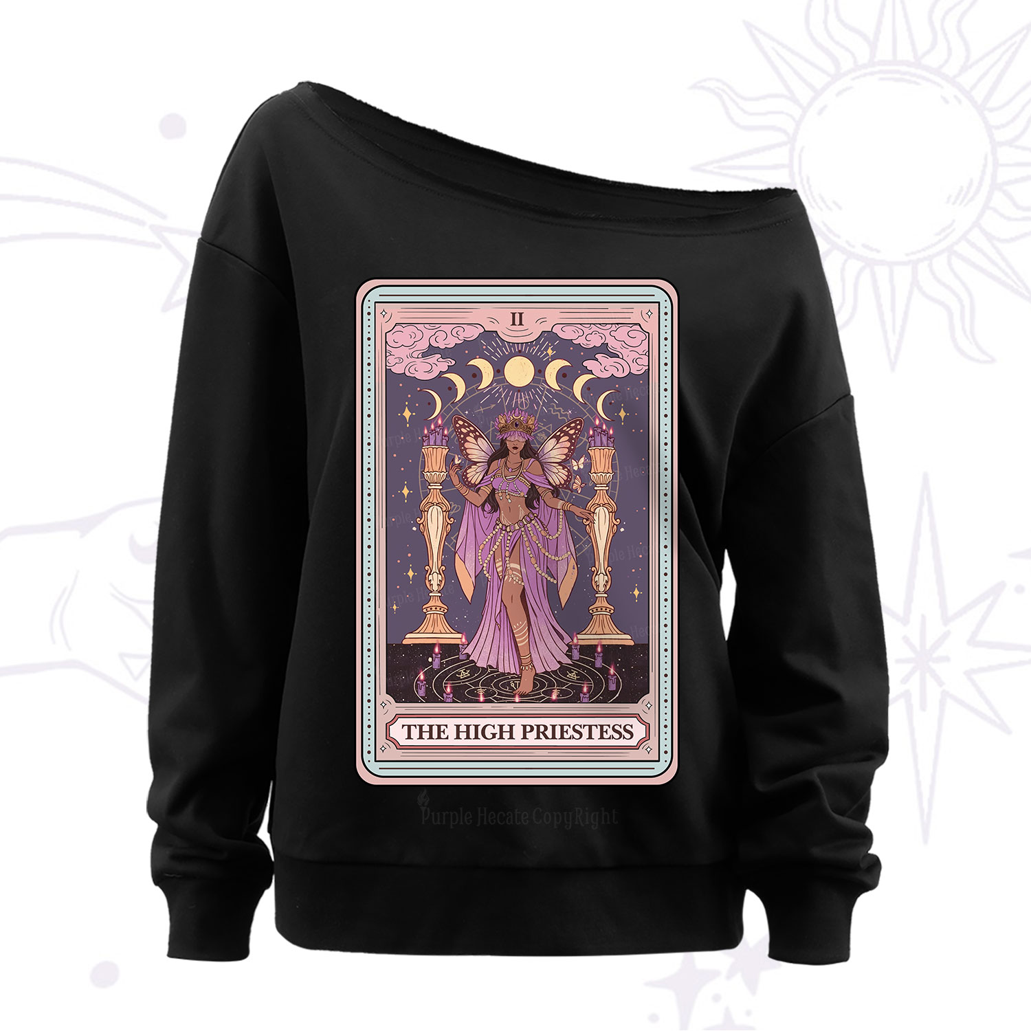 Purplehecate The Mystic High Priestess Off The Shoulder Sweatshirt