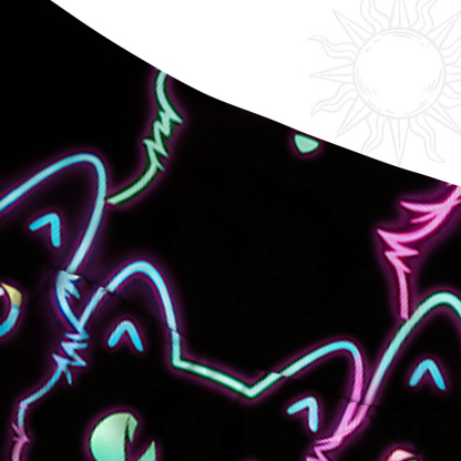 Purplehecate Neon Glow Stacked Cats Convertible Maxi Skirt