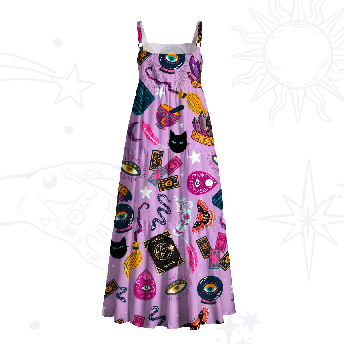 Purplehecate Secrets of the Starry Witch Wide Straps Maxi Dress