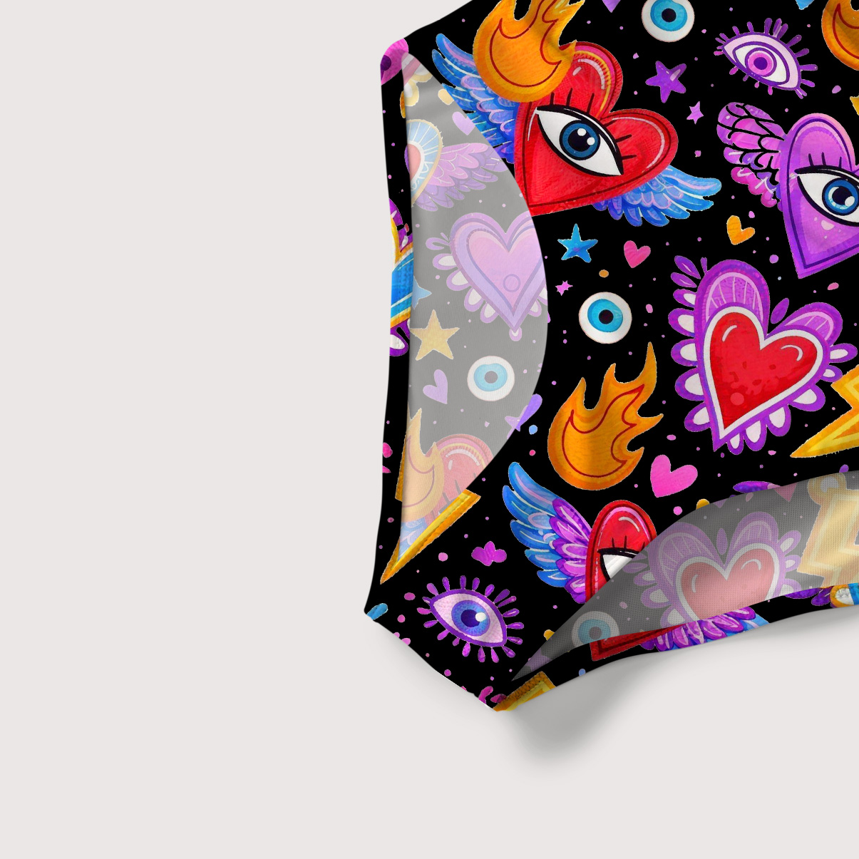 Purplehecate Mystic Heart Eye Wings Slim-Strap Swimsuit