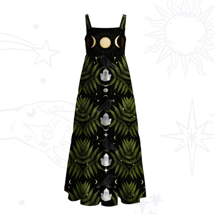 Purplehecate Lunar Raven Ritual Wide Straps Maxi Dress