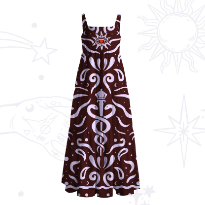 Purplehecate Mystic Serpent Staff Strappy Wide Straps Maxi Dress