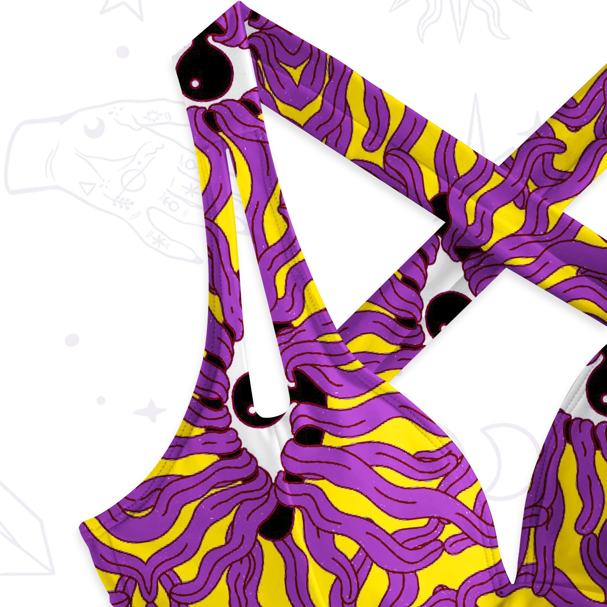 Purplehecate Psychedelic Wave Eyes One-Piece Swimsuit