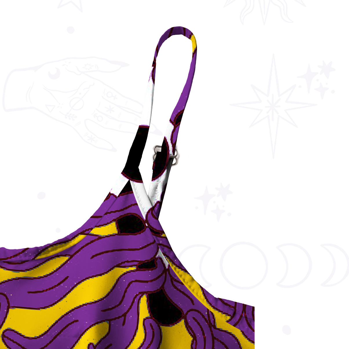 Purplehecate Psychedelic Wave Eyes Spaghetti Strap Midi Dress