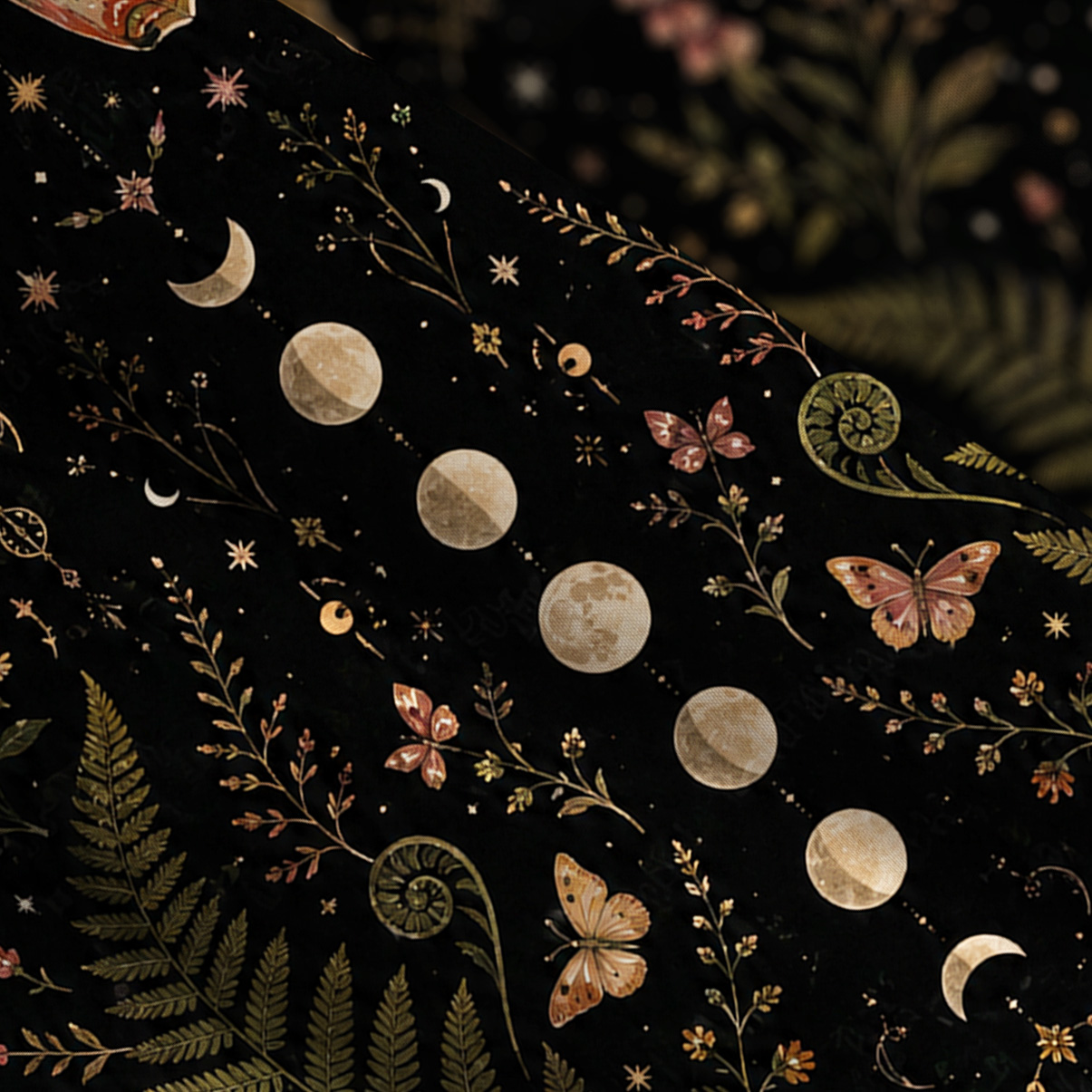 Purplehecate Moon Moth in the Enchanted Forest Wide Straps Maxi Dress