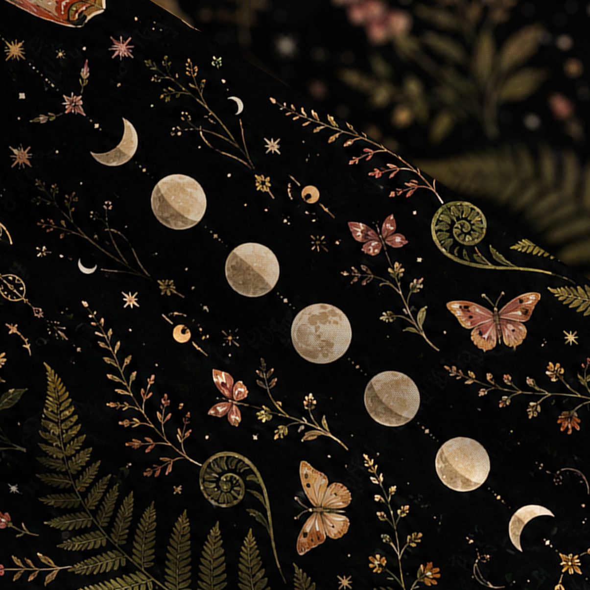 Purplehecate Moon Moth in the Enchanted Forest Wide Straps Maxi Dress