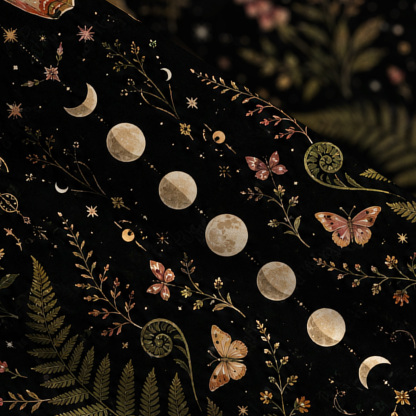 Purplehecate Moon Moth in the Enchanted Forest Wide Straps Maxi Dress