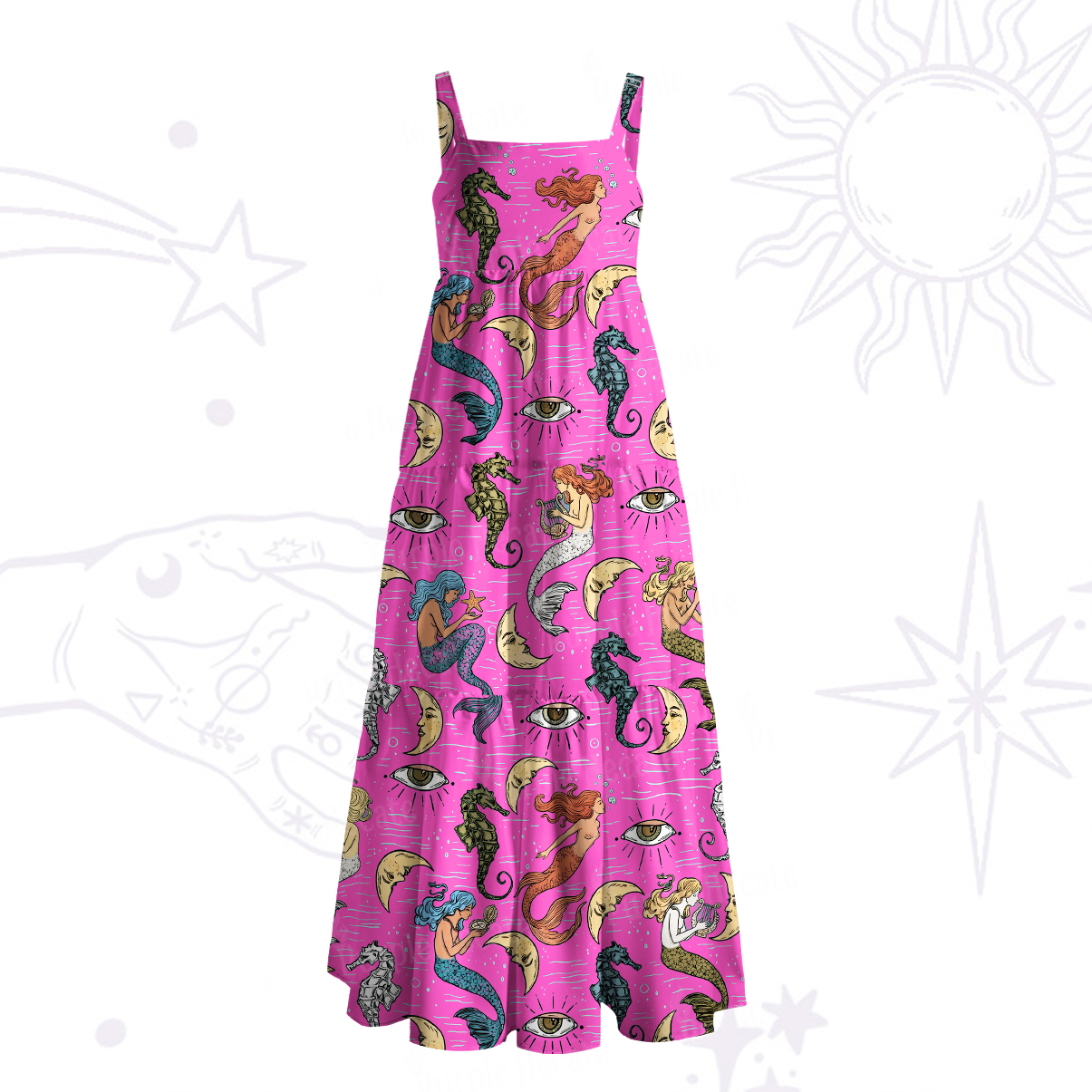 Purplehecate Mermaid Magic Wide Straps Maxi Dress