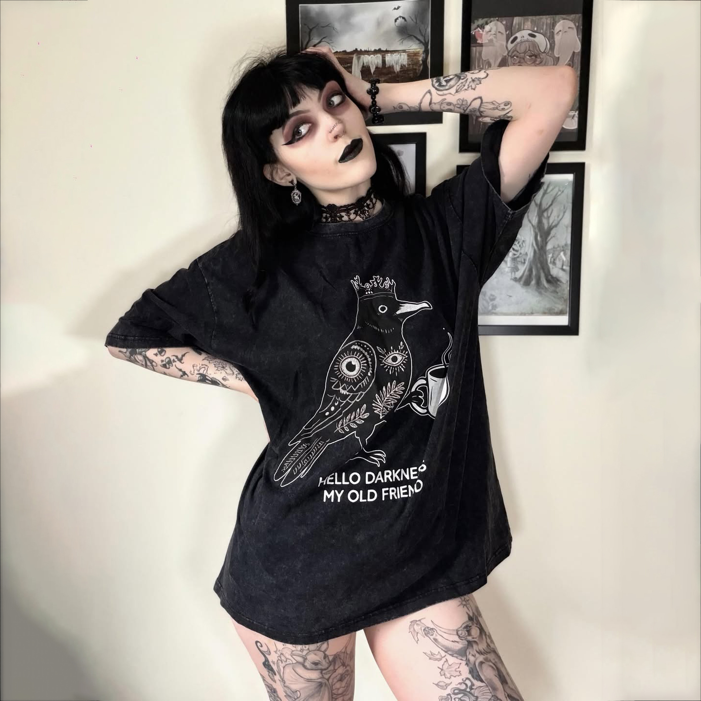 Purplehecate Hello Darkness My Old Friend Washed T-Shirt