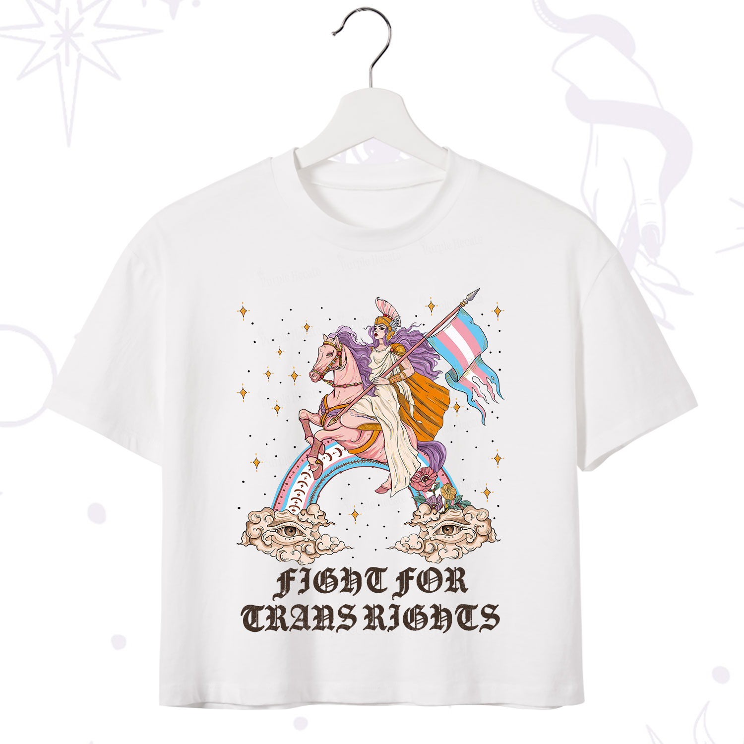 Purplehecate Fight for Trans Rights Knight Crop T-Shirt