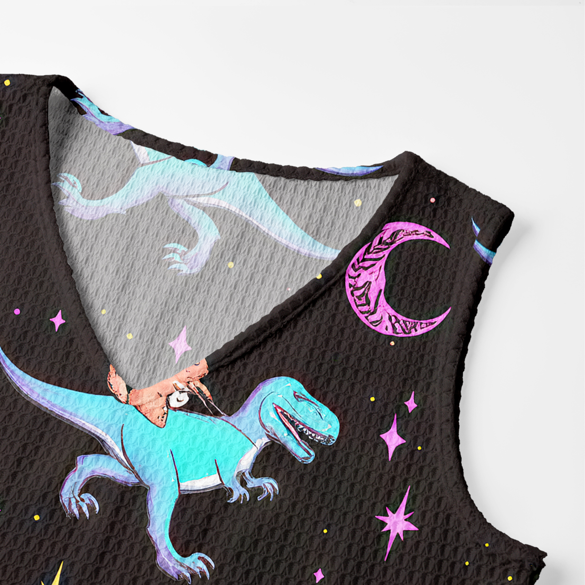 Purplehecate Witch Cat Rides the Dino Crochet Knit Maxi Dress