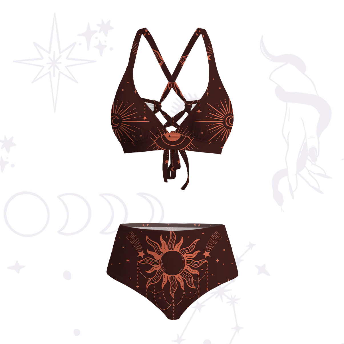 Purplehecate Solar Oracle Crisscross Tie-Back Bikini Set