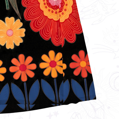Purplehecate Retro Bloom Folk Floral Mesh Maxi Tank Beach Dress